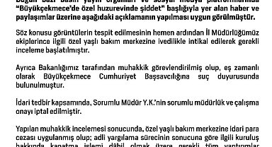 Aile ve Sosyal Hizmetler Bakanlığı: "Özel yaşlı bakım merkezine ivedilikle intikal edilerek gerekli inceleme başlatılmıştır"