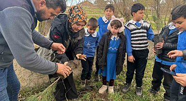 Altıntaş'ta öğrenciler fidanları toprakla buluşturdu