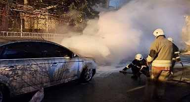 Belen'de otomobil yangını