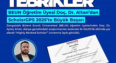 BEUN Öğretim Üyesi Doç. Dr. Altan'dan ScholarGPS 2025'te büyük başarı