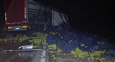 Beyşehir'de tır bariyerlere çarptı: 1 yaralı