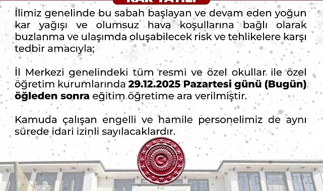 Bingöl'de eğitime 1 gün ara verildi