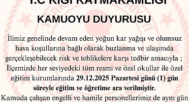 Bingöl'ün 2 ilçesinde eğitime 1 gün ara verildi