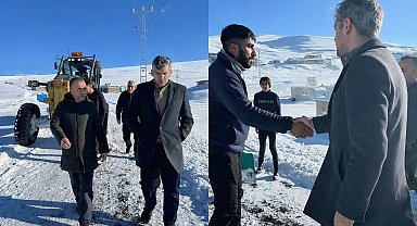 Diyadin'de kapanan köy yolları için çalışmalar sürüyor