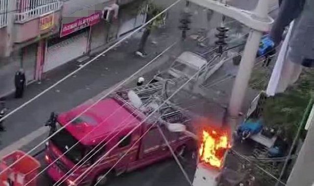 Diyarbakır'da aşırı yüke dayanamayan trafo alev aldı
