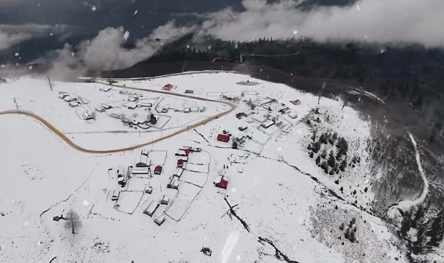 Düzce'nin yüksek kesimleri karla kaplandı