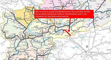 Elazığ-Diyarbakır karayolu ağır taşıt trafiğine kapatıldı