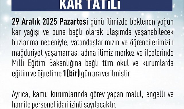 Elazığ'da eğitim-öğretime 1 gün ara verildi
