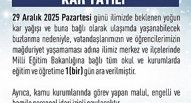 Elazığ'da eğitim-öğretime 1 gün ara verildi