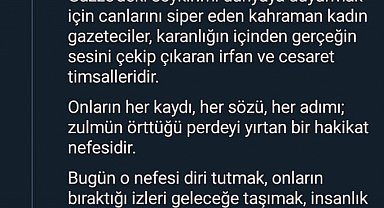 Emine Erdoğan: "Gazze'deki soykırımı dünyaya duyurmak için canlarını siper eden kahraman kadın gazeteciler, karanlığın içinden gerçeğin sesini çekip çıkaran irfan ve cesaret timsalleridir"