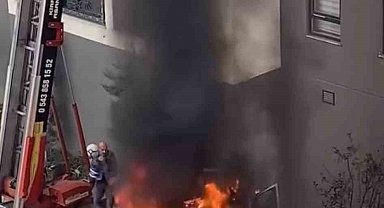 Ev taşıma kabusa döndü... Vinç alev aldı, vatandaşlar damacanayla söndürmeye çalıştı