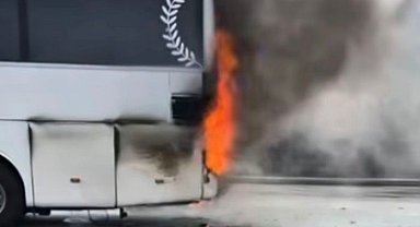 Gaziantep'te yolcu otobüsünde çıkan yangını itfaiye söndürdü