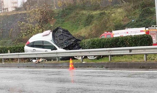 Görele'de trafik kazası: Otomobil alev aldı