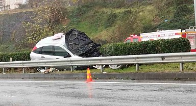 Görele'de trafik kazası: Otomobil alev aldı