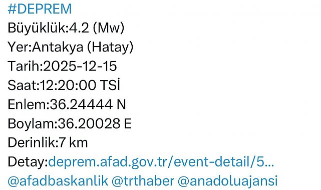 Hatay Valiliği'nden deprem açıklaması