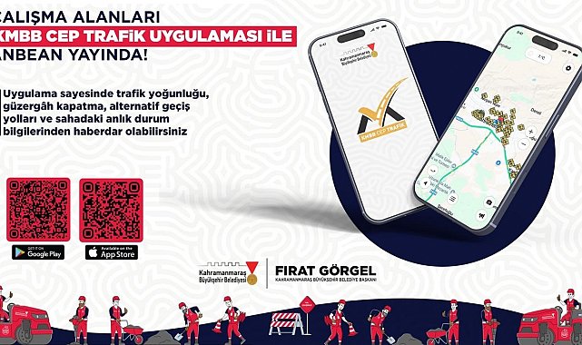 Kahramanmaraş'ta çalışma yapılan yollar "KMBB Cep Trafik" mobil uygulamasında