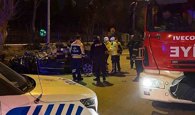 Kaldırıma çarpan otomobil 200 metre savruldu: 1 ölü, 1 ağır yaralı