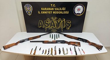Karaman'da ruhsatsız silahlar ile kaçak tütün ele geçirildi: 5 tutuklama