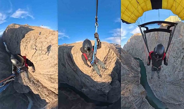 Karanlık Kanyon'da base jump atlayışı nefes kesti