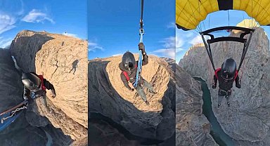 Karanlık Kanyon'da base jump atlayışı nefes kesti