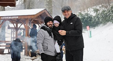 Kartepe'deki mesire alanı kışın da misafirlerini ağırlıyor