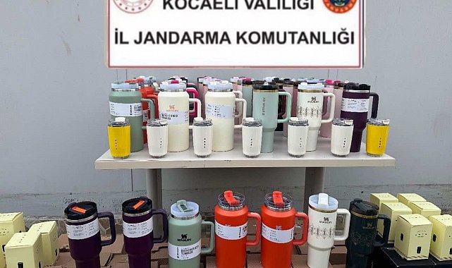 Kocaeli'de piyasa değeri yüksek ünlü markaya ait 100 termos ele geçirildi