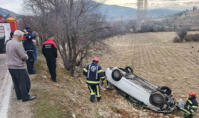 Kontrolden çıkan otomobil tarlaya uçtu; 2 yaralı