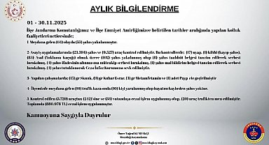 Mazıdağı'nda kasım ayı güvenlik raporu açıklandı: 102 şahıs yakalandı, 880 bin lira trafik cezası kesildi