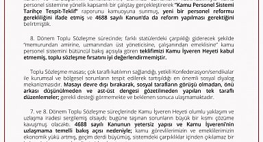 Memur-Sen Başkanlar Kurulu: "Türkiye Yüzyılı'na yakışır, 4688 sayılı Kanunu'nda ivedi reform yapılması çağrısında bulunuyoruz"