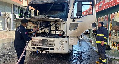 Park halindeyken alev alan kamyon kullanılamaz hale geldi