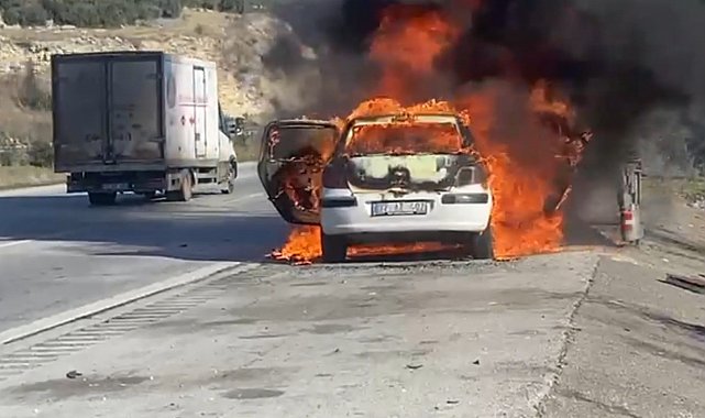 Peugeot marka otomobil alev topuna döndü