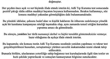Sadettin Saran: "Test sonucunda pozitif çıktığı iddia edilen maddeyi hayatım boyunca kullanmadım"