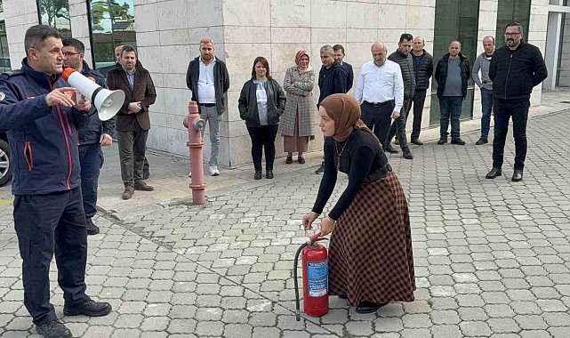 Samsun Adliyesi'nde yangın söndürme tatbikatı