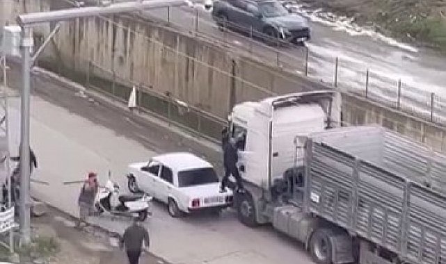 Samsun'da tır şoförüne sopayla saldırdılar