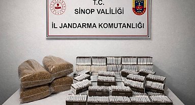 Sinop'ta kaçak tütün operasyonu: 20 kilo tütün, 10 bin adet makaron ele geçirildi