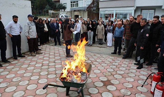 Sinop'ta yangın tatbikatı gerçeğini aratmadı