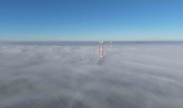 Sis içinde kalan 1915 Çanakkale Köprüsü'nde görsel şölen