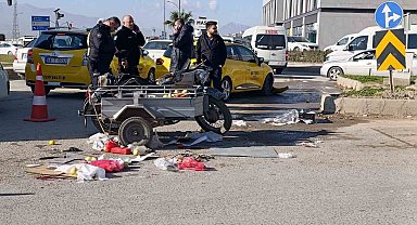 Taksi ile sepetli motosiklet çarpıştı: 2 yaralı