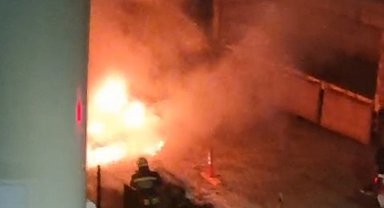 Tekirdağ'da hastane bahçesinde oksijen tüplerinin yanında yangın