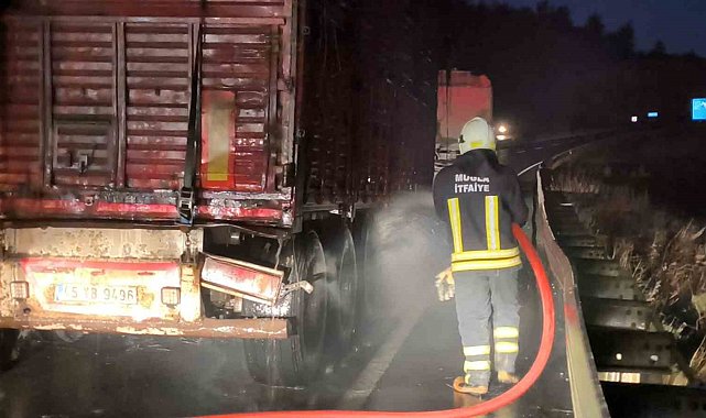Tomruk yüklü TIR'da çıkan yangın büyümeden söndürüldü