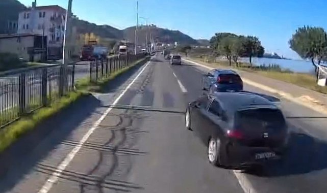 Trabzon'da kazaya davetiye çıkartan yollar ve sürücüler araç kameralarına yansıdı