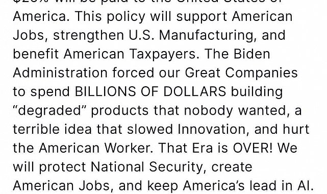 Trump'tan Çin'e çip satışına şartlı izin açıklaması: "Başkan Xi'ye bildirdim ve olumlu karşıladı"