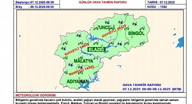 Tunceli'de şiddetli yağmur ve fırtına etkili oldu