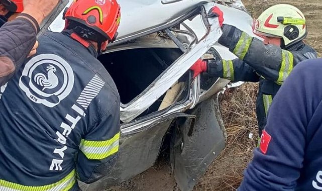 Yoldan çıkan otomobil takla attı; 2 yaralı