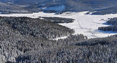 14 köyün yaylasının bir arada bulunduğu Sarıalan'da kış güzelliği