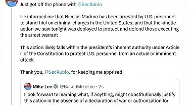 ABD'li Senatör Lee: "Dışişleri Bakanı Rubio, Maduro'nun ABD'de yargılanmak üzere tutuklandığını bildirdi"