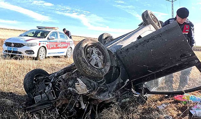 Aksaray'da takla atan otomobilin sürücüsü yaralandı