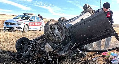 Aksaray'da takla atan otomobilin sürücüsü yaralandı