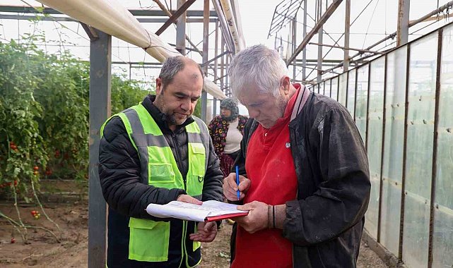 Aksu'da afetten zarar gören seralarda hasar tespiti yapıldı