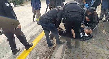 Ankara'da motosiklet sürücüsü köpeğe çarpmamak isterken kaza yaptı